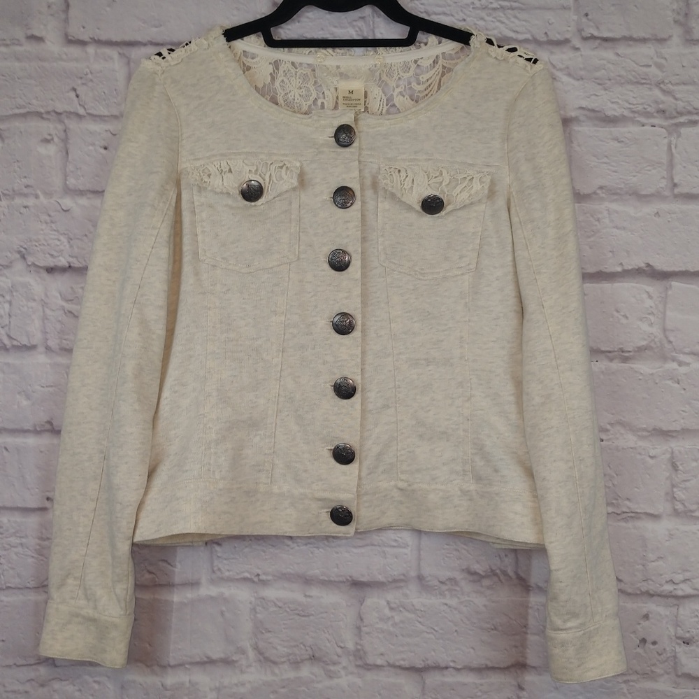 Nick & Mo Cream Lace Button Up Jacket Size M